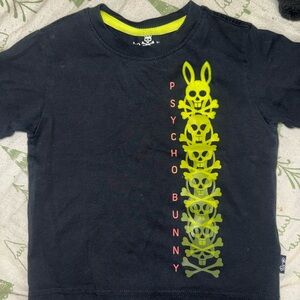 Psycho Bunny Kids T-Shirt in Black with Neon Yellow Design